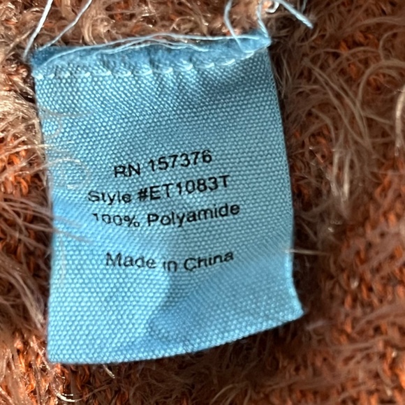 Evy’s Tree The Ruthie V Neck Faux Mohair Sweater Burnt Sienna Ladies Medium - Picture 5 of 7